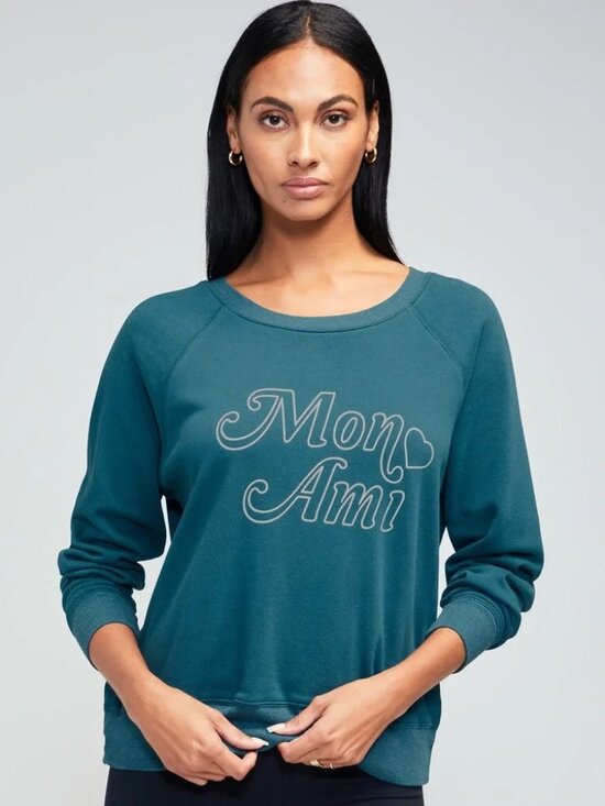 Wildfox Tops - Wildfox Mon Ami Heart Sommers Sweatshirt Teal S NWT